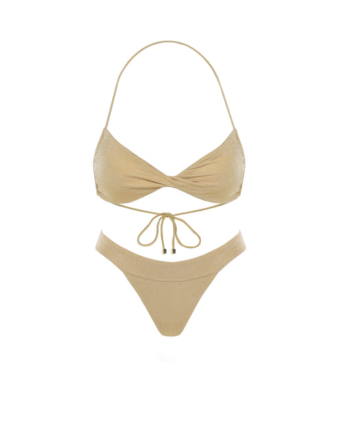 Amy Bikini Set in Lurex Gold