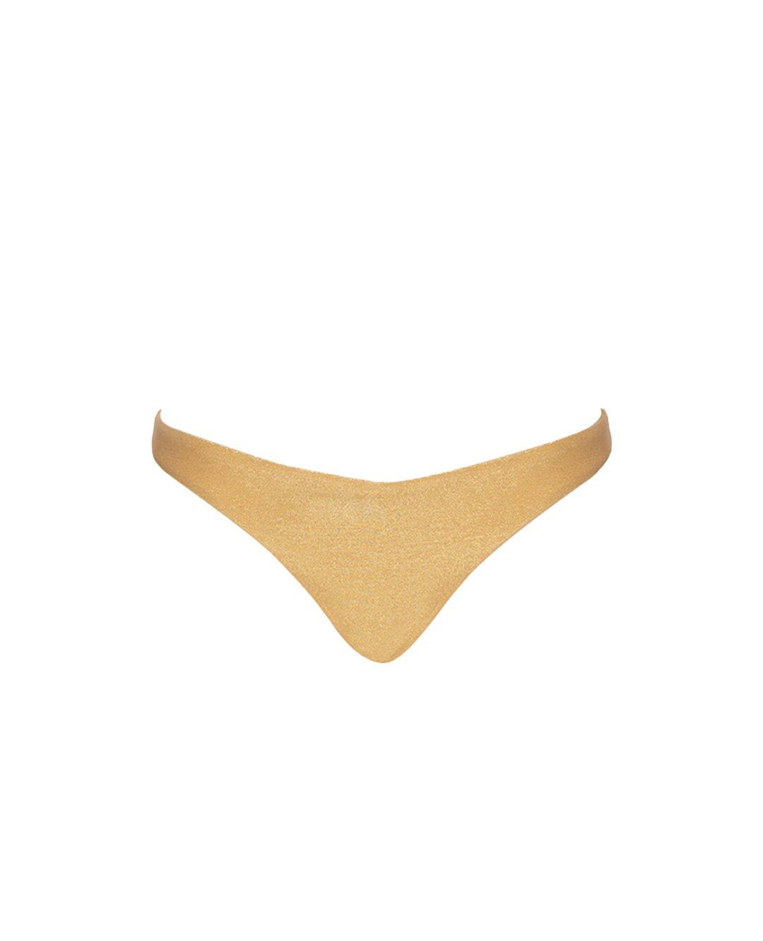 Jake Bikini Bottom in Gold by Cherina Beachwear — classic mid-rise with full back coverage in shimmering lurex fabric