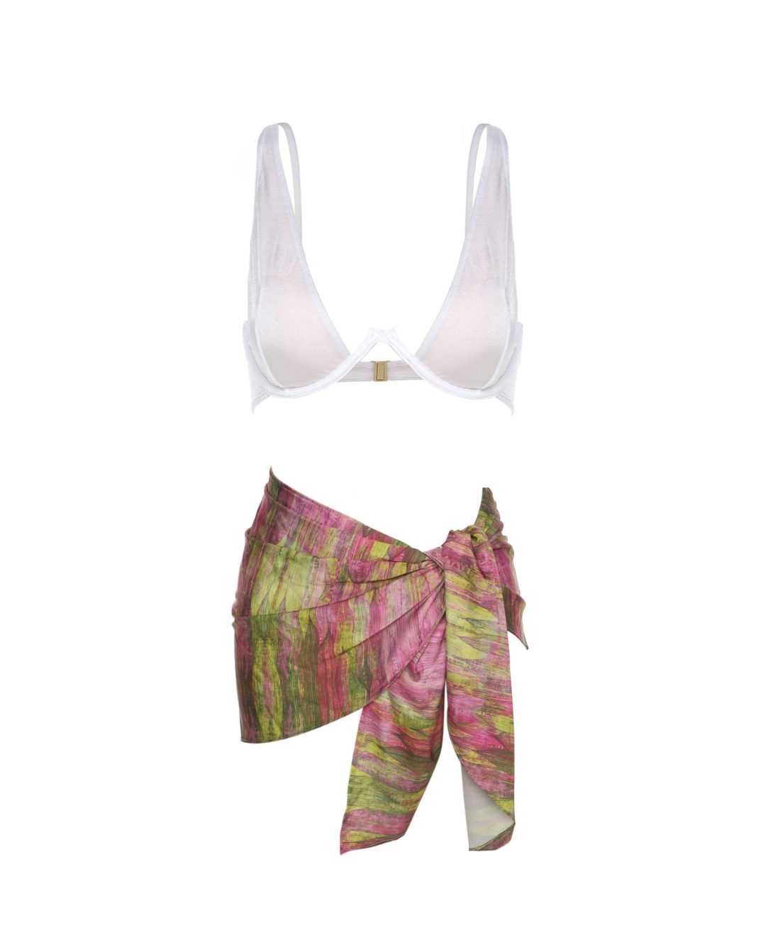 Cia Sarong in Tie Dye Pink & Lime Fusion by Cherina Beachwear — luxury resort wrap with vibrant tie dye print