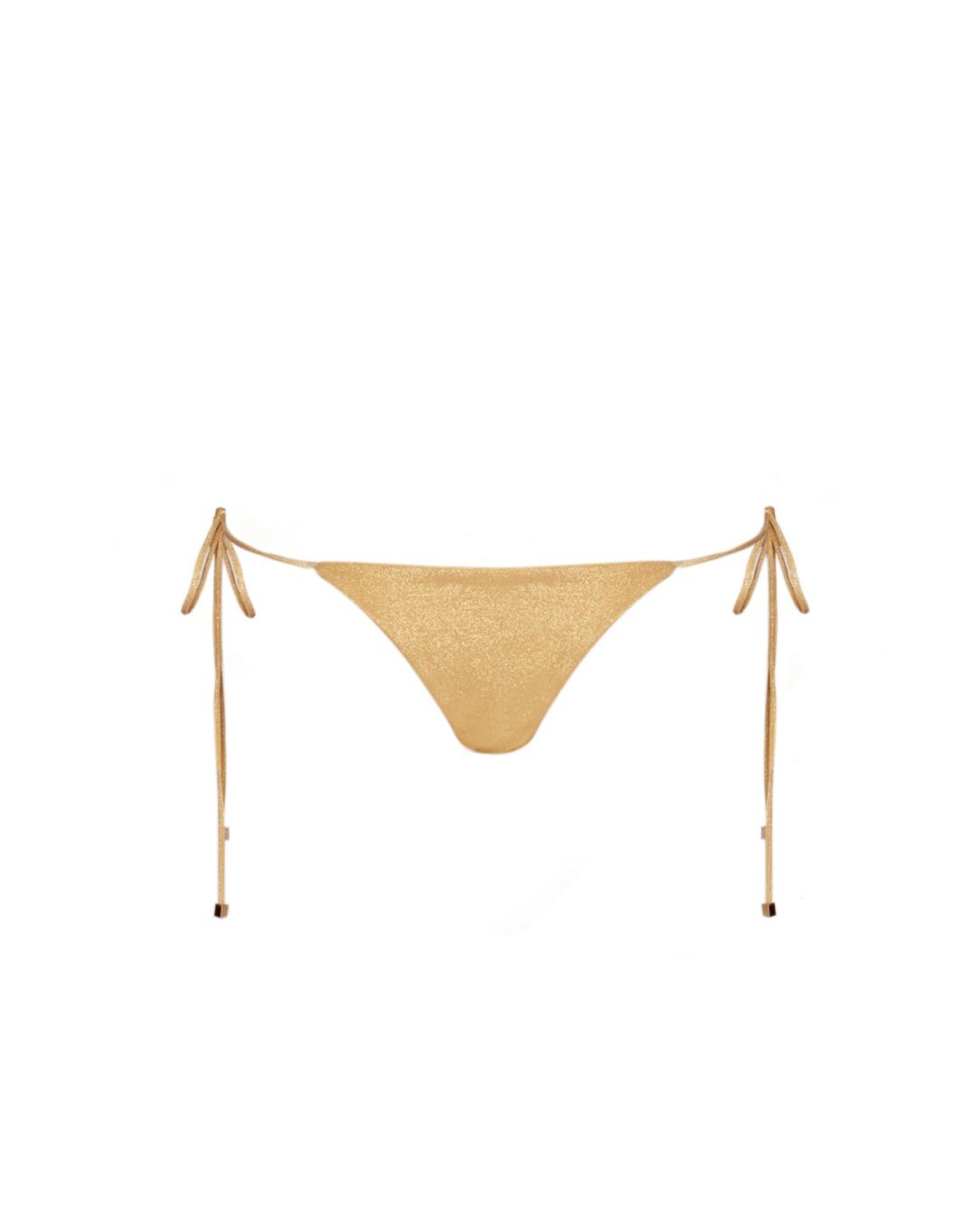 Herry Bikini Bottom in Gold by Cherina Beachwear — luxury mid-rise bottom with full back coverage and a soft shimmer