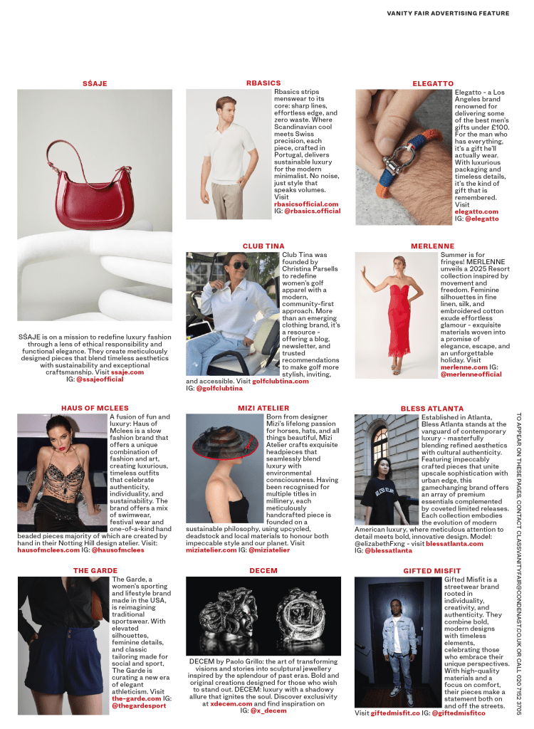 Editorial spread in Vanity Fair June 2025 showcasing Cherina Beachwear designs