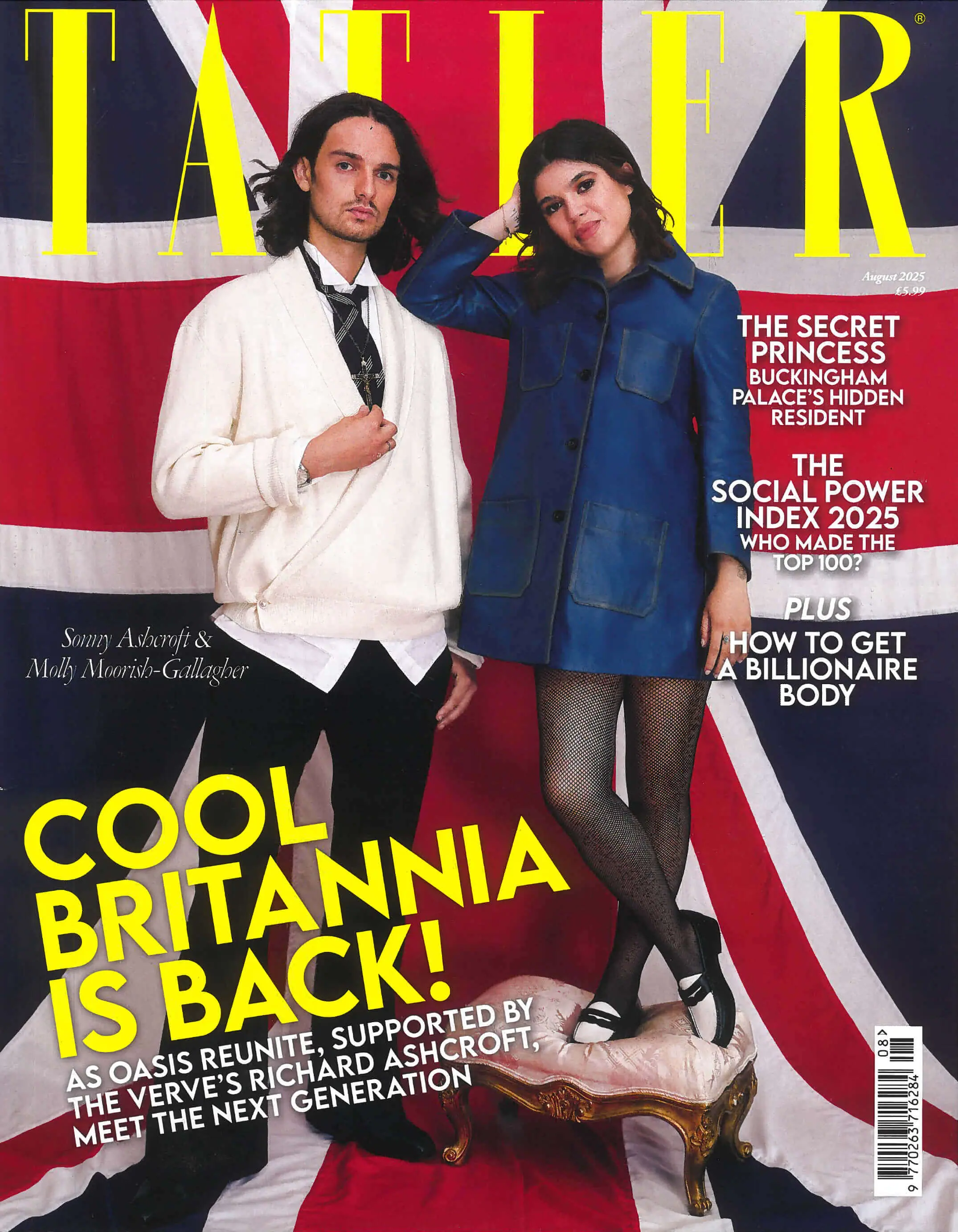 Tatler Magazine August 2025 cover featuring Cherina Beachwear in a British-inspired luxury fashion editorial.